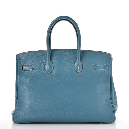 Hermes Taurillon Clemence Birkin 35 Blue Jean 4 of 40