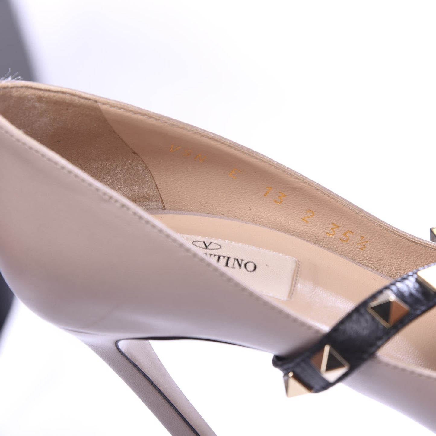 Nappa Rockstud Studwrap Strap 105mm Pumps 35.5 Poudre Black