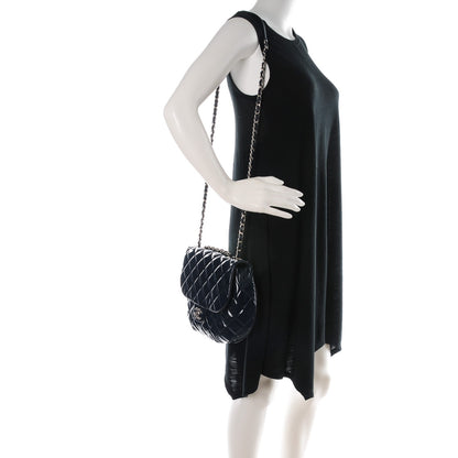 Chanel Patent Quilted Medium Bubble CC Flap Navy Blue 2 of 8
