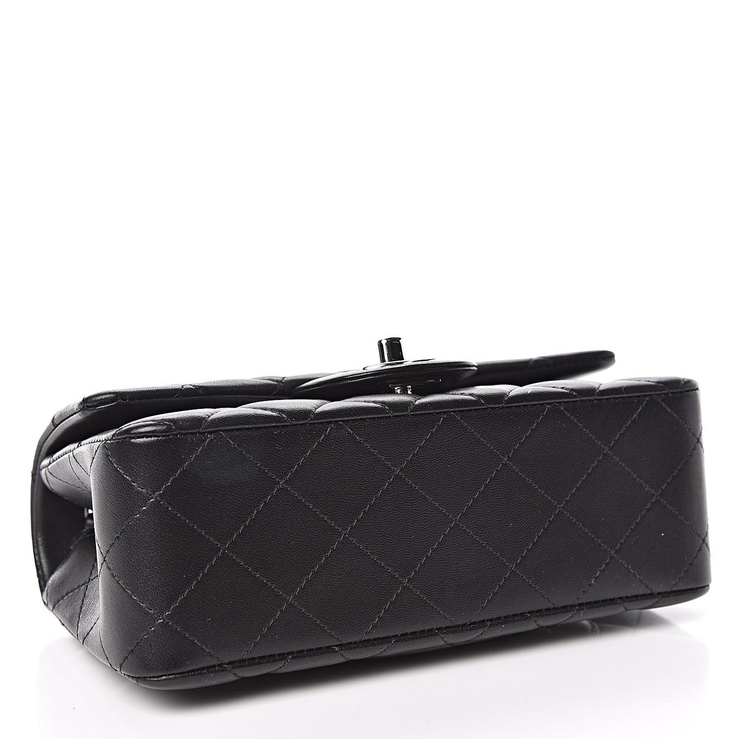 Lambskin Quilted Mini Rectangular Flap Black