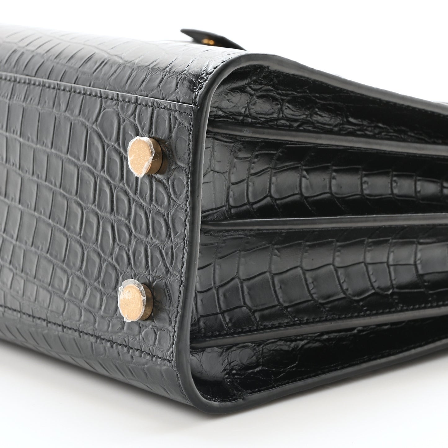 Calfskin Crocodile Embossed Baby Sac De Jour Black
