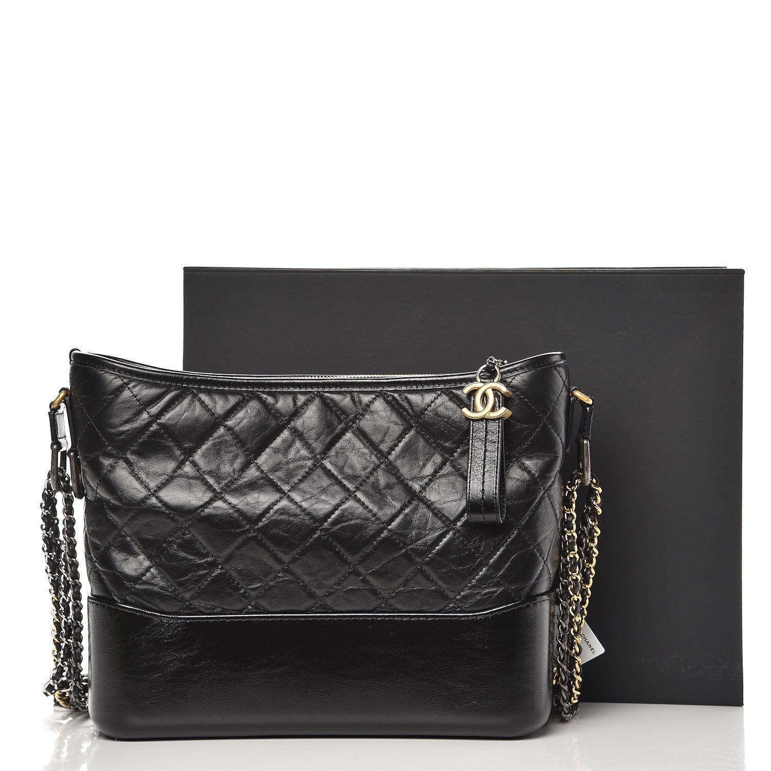Chanel Aged Calfskin Quilted Medium Gabrielle Hobo Black 8 of 8