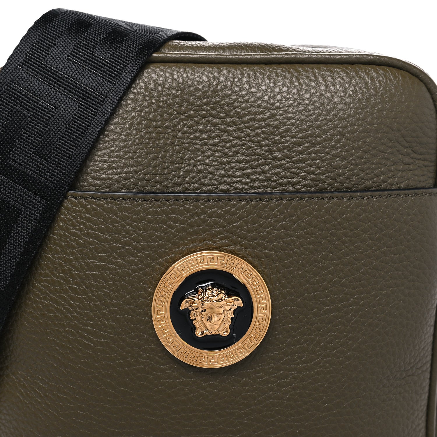 Versace Grained Calfskin Small Medusa Messenger Bag Khaki 8 of 11