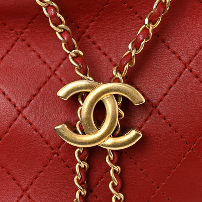 Chanel Calfskin Stitched Small Egyptian Amulet Drawstring Bag Red 13 of 13