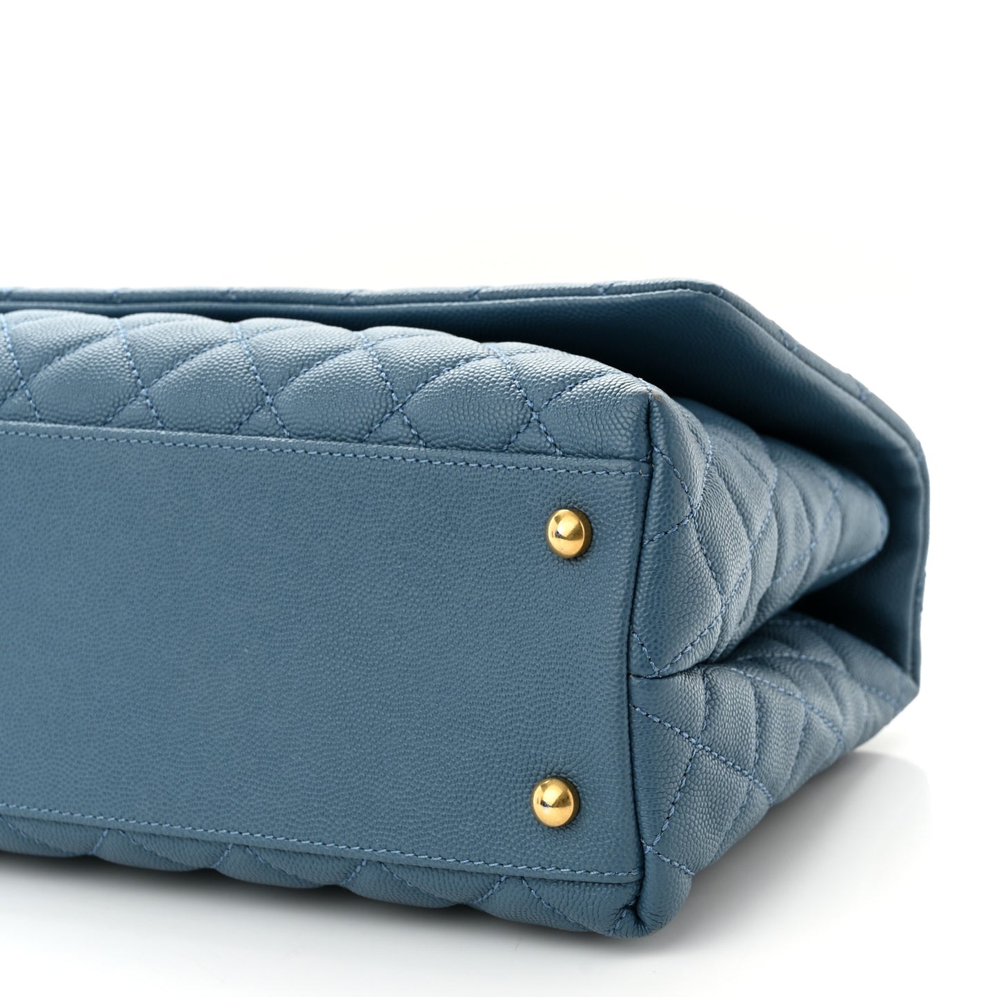 Caviar Quilted Lizard Embossed Small Coco Handle Flap Blue