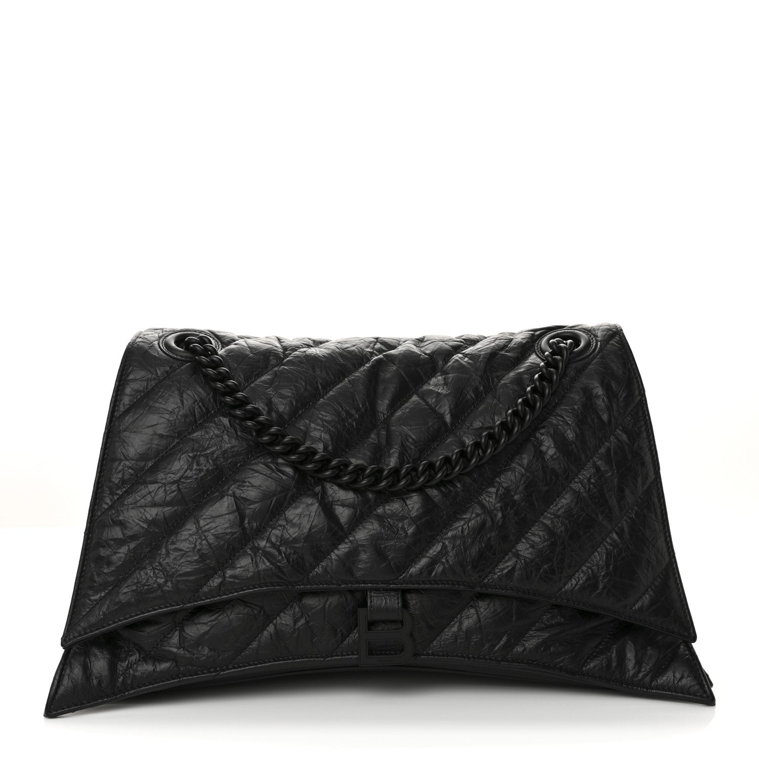 Balenciaga Crushed Calfskin Quilted Matte Black Hardware Large Crush Chain Bag Black 3 of 31
