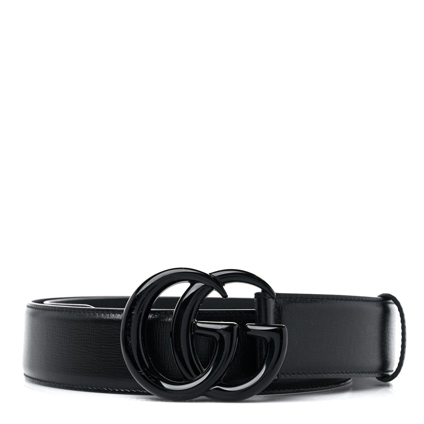 Azalea Calfskin Enamel Monochrome Double G 40mm Belt 90 36 Black