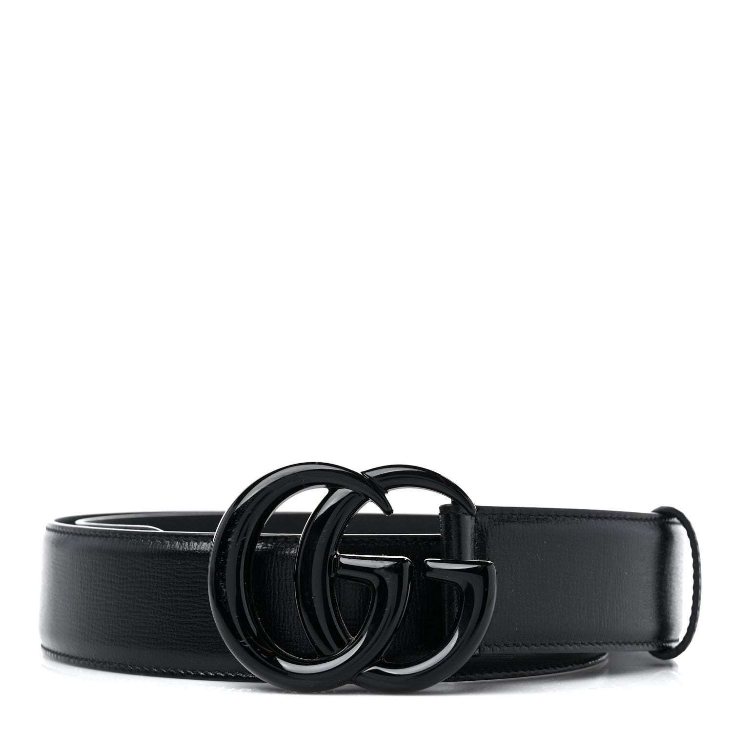 Gucci Azalea Calfskin Enamel Monochrome Double G 40mm Belt 90 36 Black 1 of 4