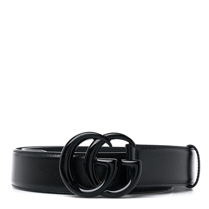 Gucci Azalea Calfskin Enamel Monochrome Double G 40mm Belt 90 36 Black 1 of 4