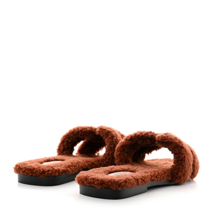 Hermes Woolskin Oran Sandals 40.5 Cognac 4 of 7
