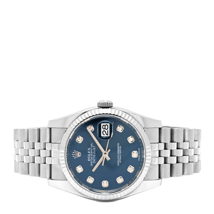Rolex Stainless Steel 18K White Gold Diamond 36mm Oyster Perpetual Datejust Watch Blue 116234 2 of 5