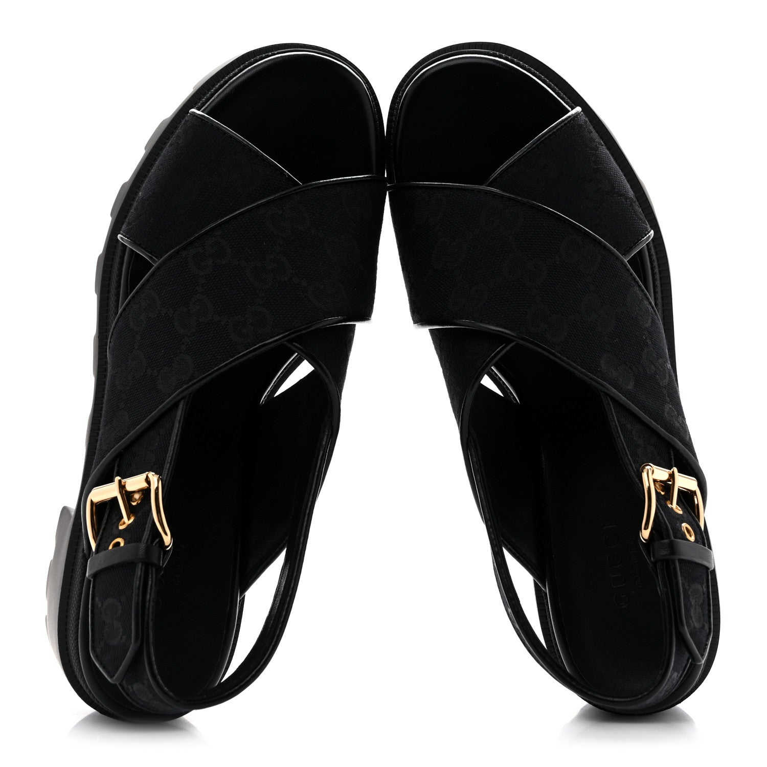 Gucci Monogram Granada Kid Trip 40/72mm Lug Sole Sandals 38 Black 2 of 9