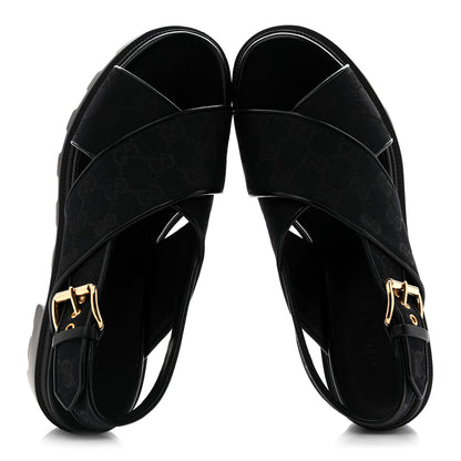 Gucci Monogram Granada Kid Trip 40/72mm Lug Sole Sandals 38 Black 2 of 9