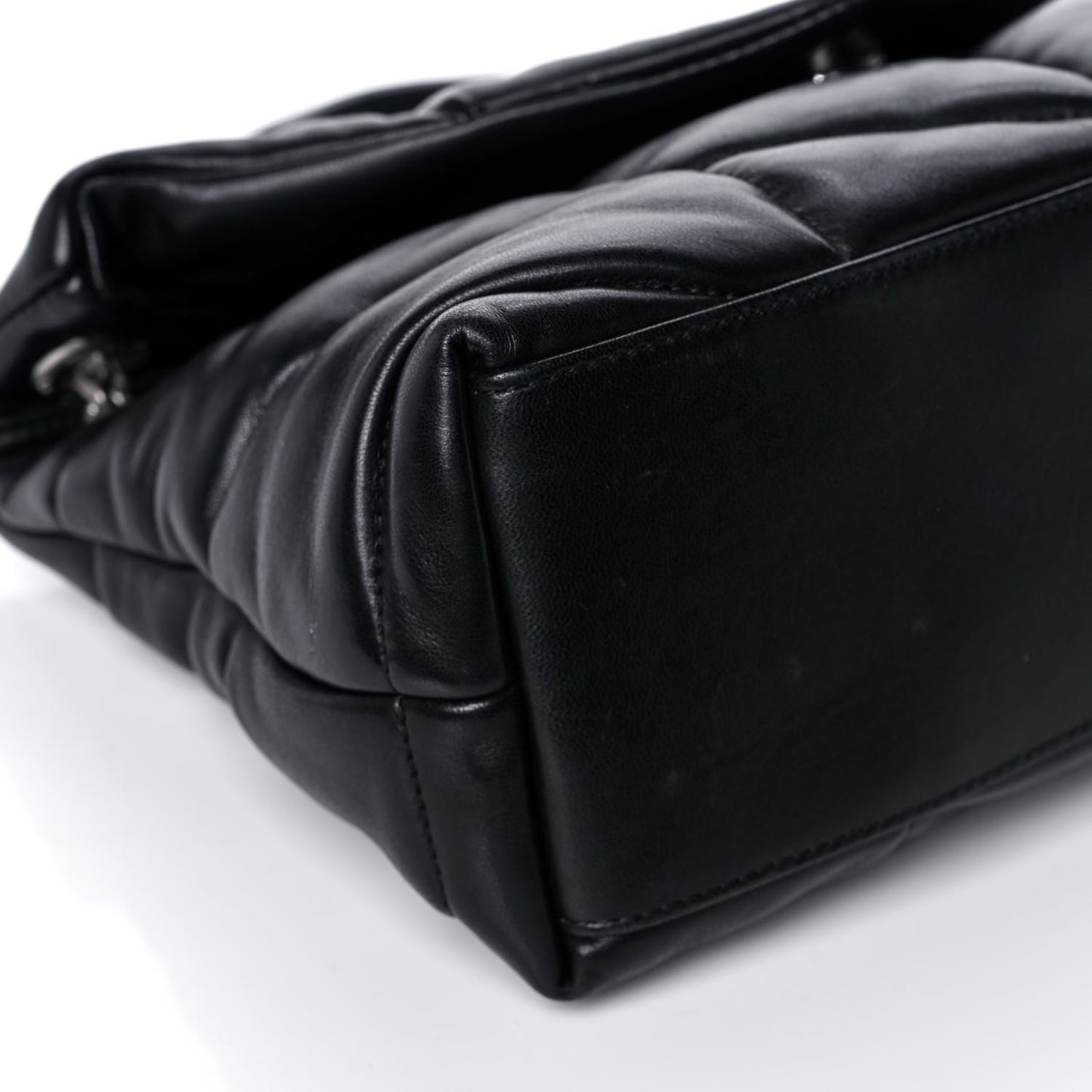 Lambskin Quilted Small Loulou Puffer Monogram Chain Satchel Black