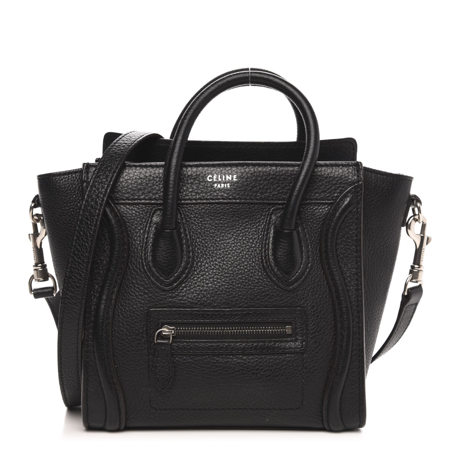 Celine Drummed Calfskin Nano Luggage Black 1 of 9