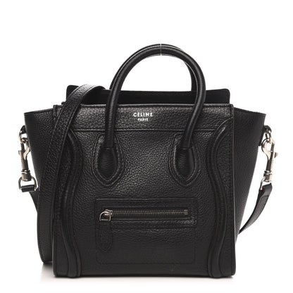 Celine Drummed Calfskin Nano Luggage Black 1 of 9