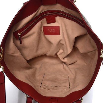 Gucci Soft GG Supreme Monogram Kingsnake Heart Embroidered Medium Crossbody Tote Beige Hibiscus Red 6 of 10
