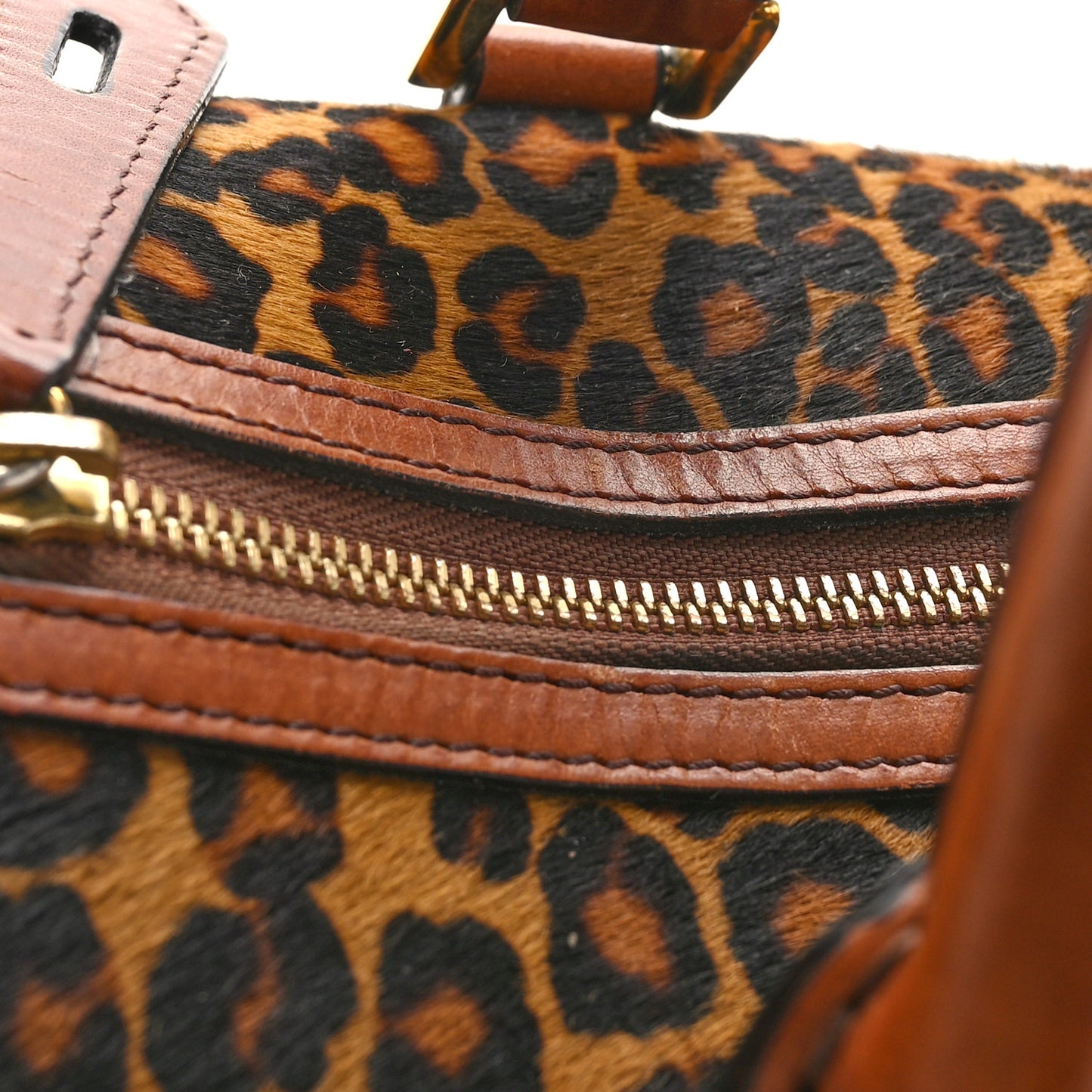 Leopard Ponyskin House Check Calfskin Boston Tan