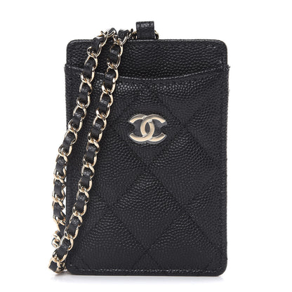 Chanel Caviar Quilted Card Holder On Chain Black 1 of 8