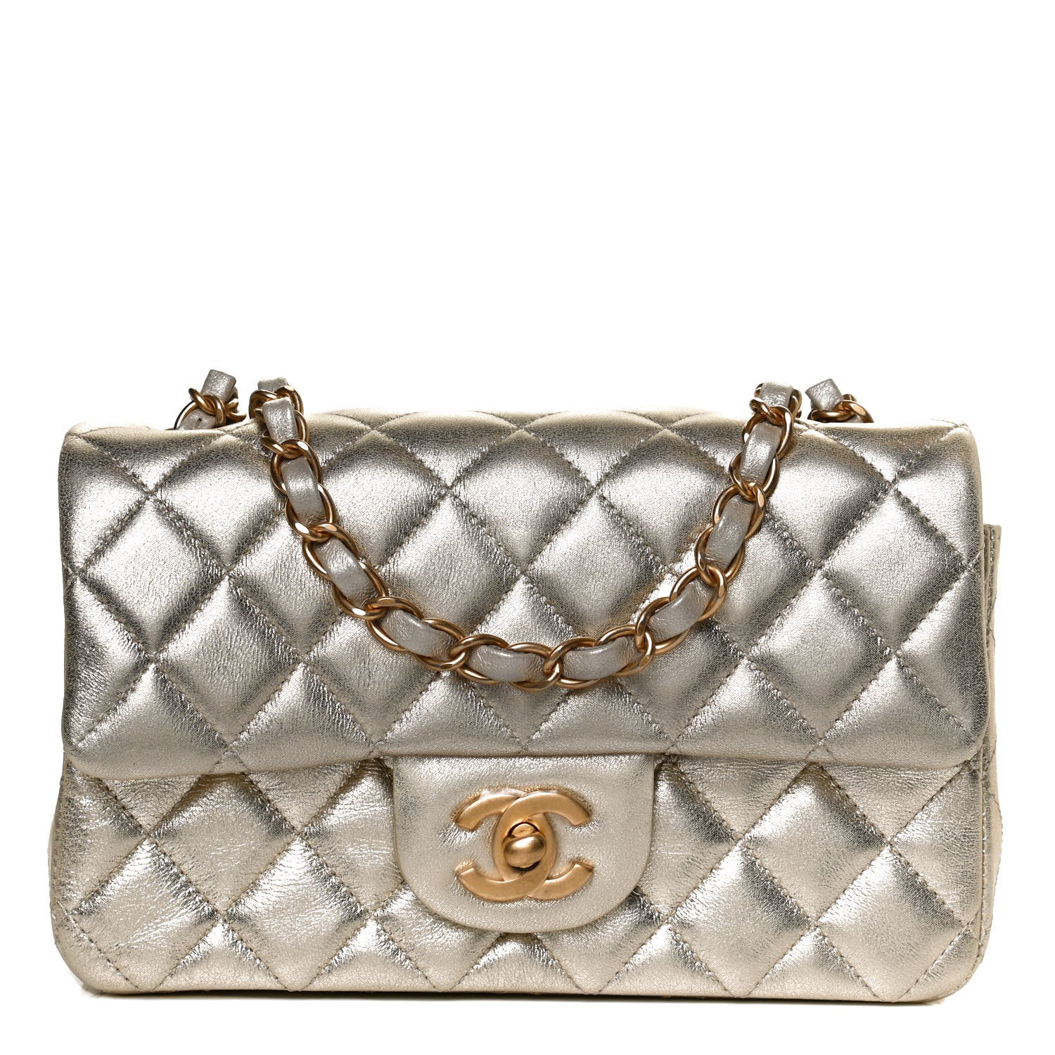 Chanel Metallic Lambskin Quilted Mini Rectangular Flap Gold 1 of 11