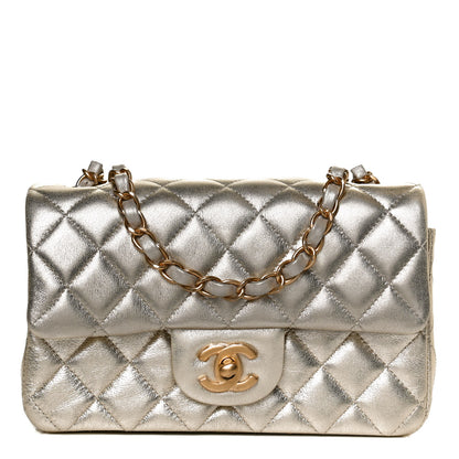Chanel Metallic Lambskin Quilted Mini Rectangular Flap Gold 1 of 11