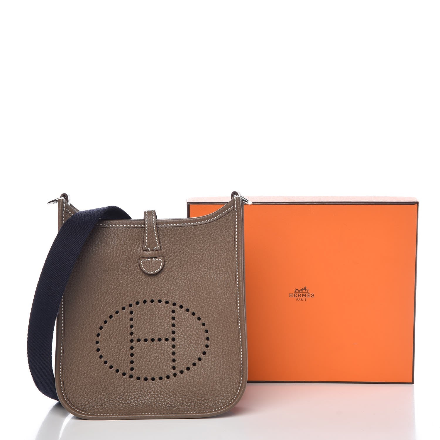 Hermes Taurillon Clemence Amazone Evelyne TPM Etoupe Bleu Indigo 8 of 8