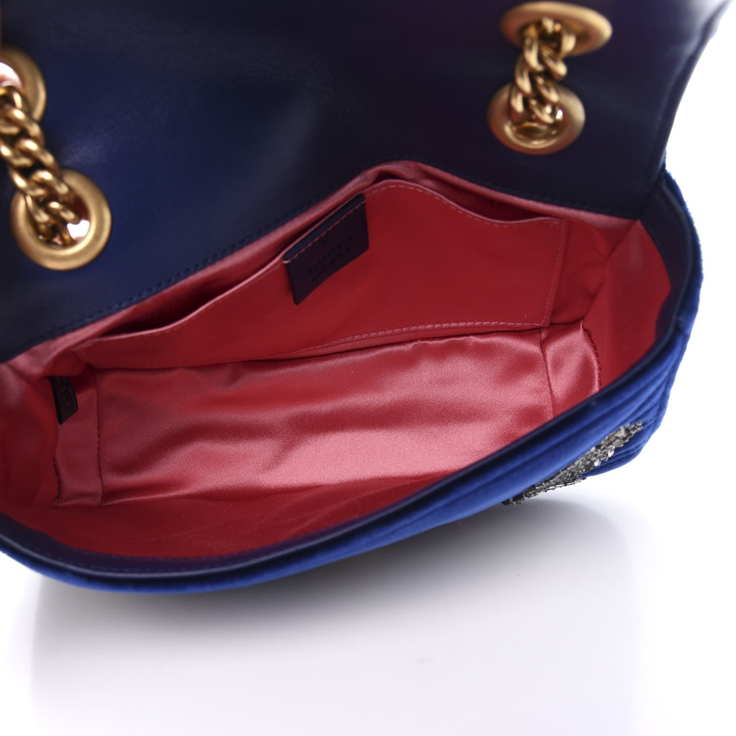Gucci Velvet Matelasse Embroidered Mini GG Marmont Shoulder Bag Cobalt Blue 4 of 11