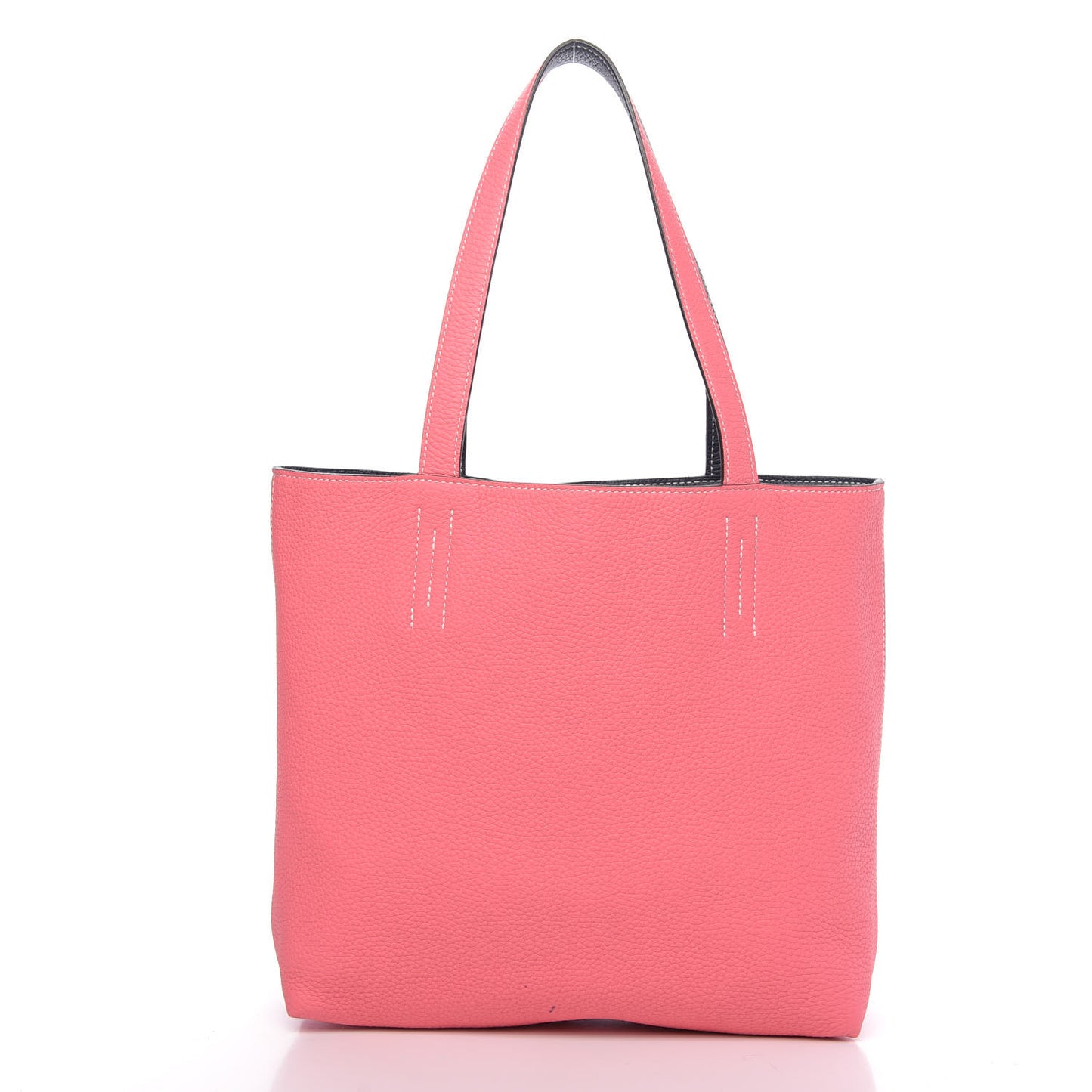 Taurillon Clemence Double Sens 30 Reversible Tote Bleu Nuit Rose Azalee