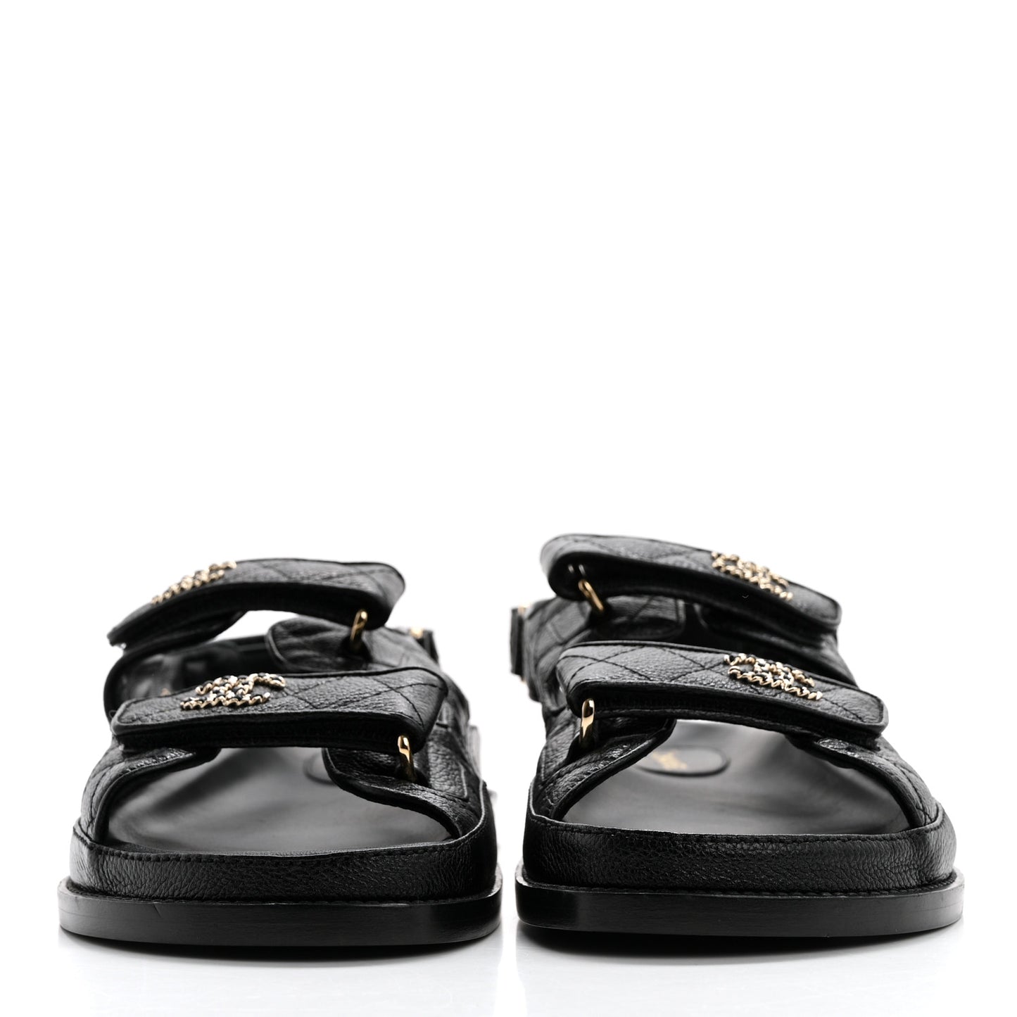 Grained Calfskin Velcro Dad Sandals 39 Black