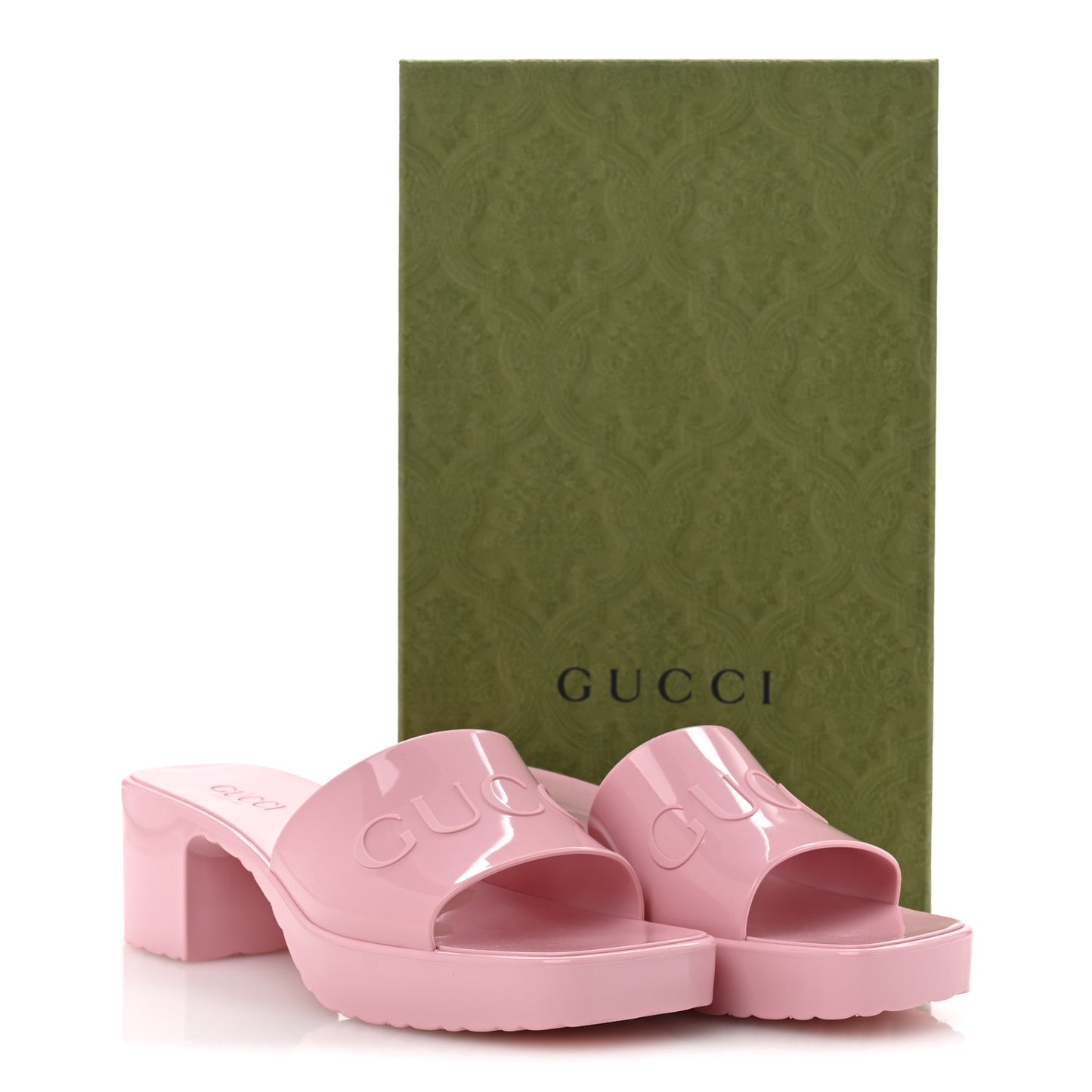 Rubber Gucci Logo Womens Platform 20/60mm Slide Sandals 39 Wild Rose