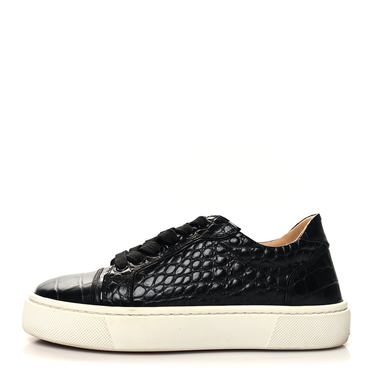 Calfskin Alligator Embossed Vieirissima Orlato Flat Sneakers 39 Black