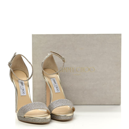 Jimmy Choo Dusty Glitter Misty 120 Sandals 39 Platinum Ice 10 of 10