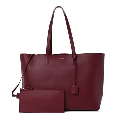 Saint Laurent Calfskin Large Shopping Tote Rouge Legion 1 of 10