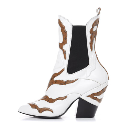 Louis Vuitton Calfskin Reverse Monogram Fireball Ankle Boots 39 White 1 of 10