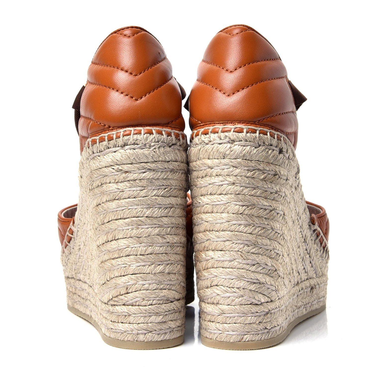 Gucci Nappa Matelasse GG Marmont Ankle Wrap Platform 35/120mm Espadrille Wedges 38 Cognac 6 of 10