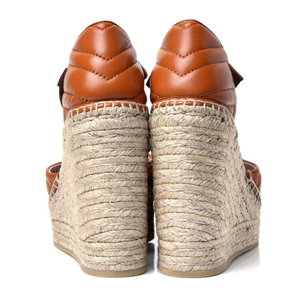 Gucci Nappa Matelasse GG Marmont Ankle Wrap Platform 35/120mm Espadrille Wedges 38 Cognac 6 of 10