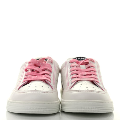 Chanel Calfskin Womens Logo Sneakers 37.5 White Pink 2 of 15