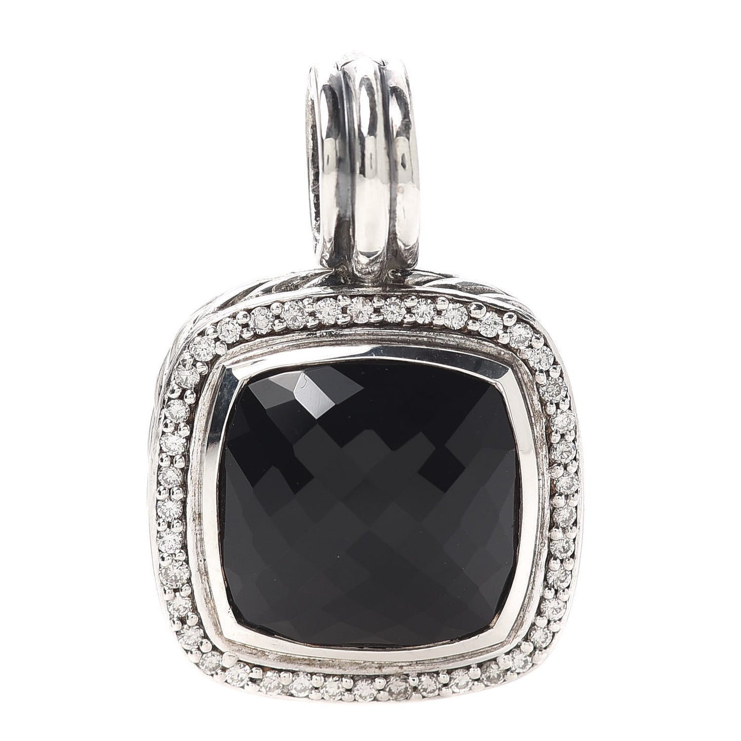 Sterling Silver Diamond Black Onyx 14mm Albion Enhancer Pendant