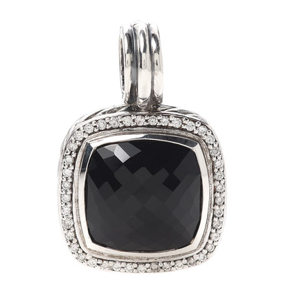 David Yurman Sterling Silver Diamond Black Onyx 14mm Albion Enhancer Pendant 1 of 2