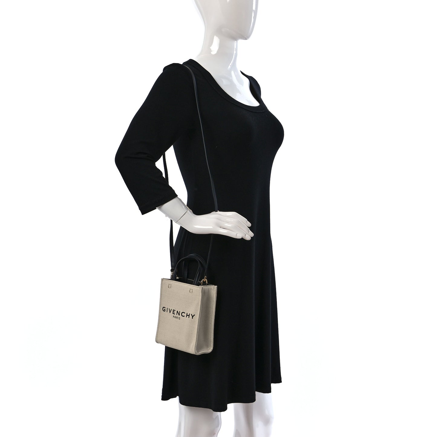 Canvas Mini G-Tote Vertical White Black