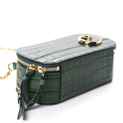 Chloe Calfskin Crocodile Embossed Mini C Vanity Bag Woodsy Green 4 of 10