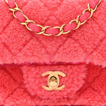 Chanel Shearling Tweed Quilted Mini Square Flap Bag Pink 8 of 10