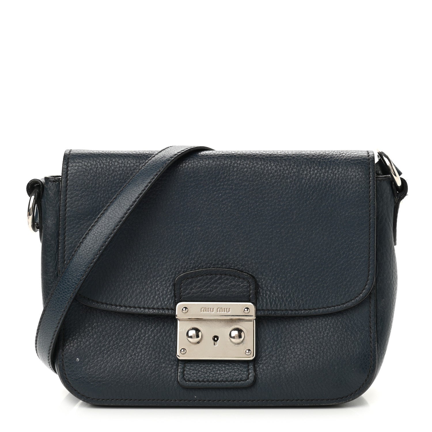 Miu Miu Vitello Phenix Madras Shoulder Bag Oltremare 1 of 24