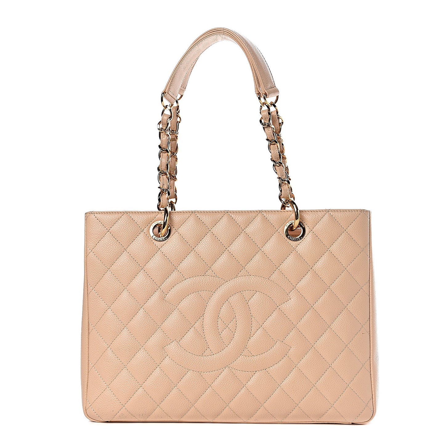 Caviar Quilted Grand Shopping Tote GST Beige Clair