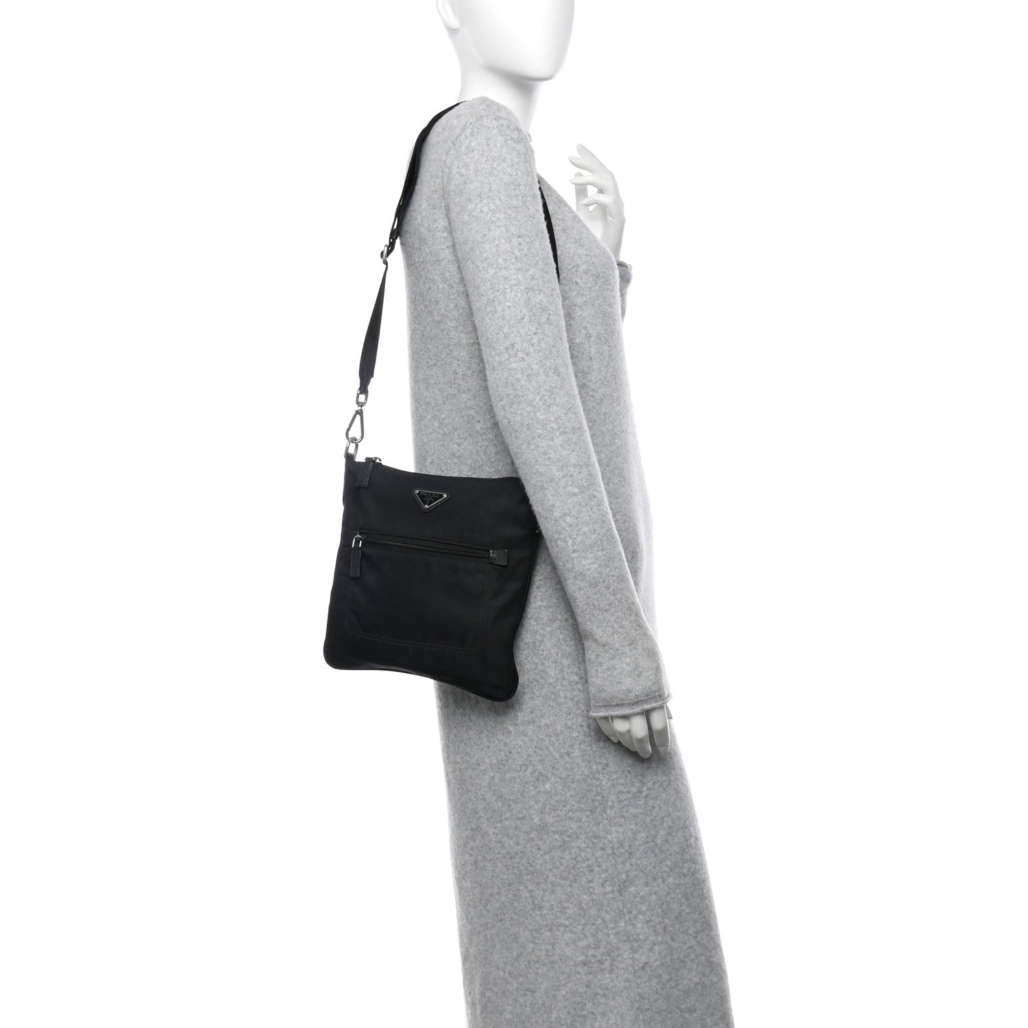 Prada Tessuto Nylon Saffiano Flat Messenger Bag Black 2 of 10
