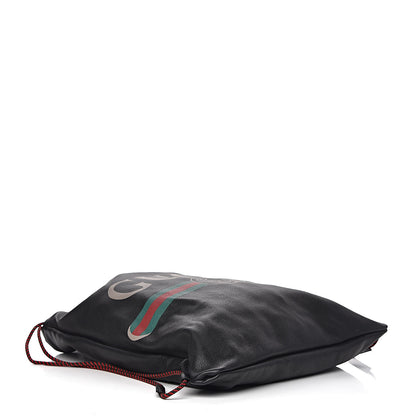 Gucci Calfskin Logo Drawstring Backpack Black 5 of 12