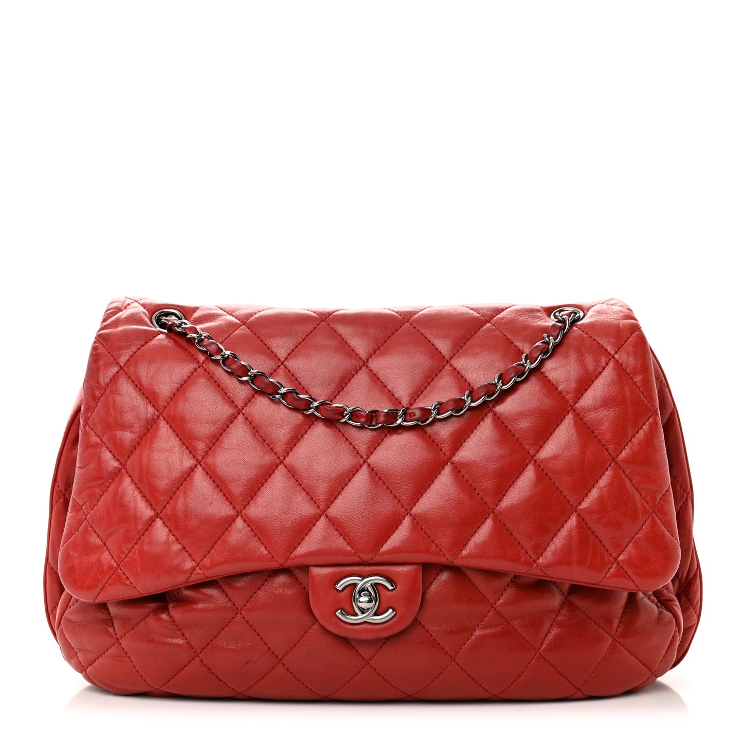 Lambskin Quilted Chanel 3 Maxi Flap Bag Red