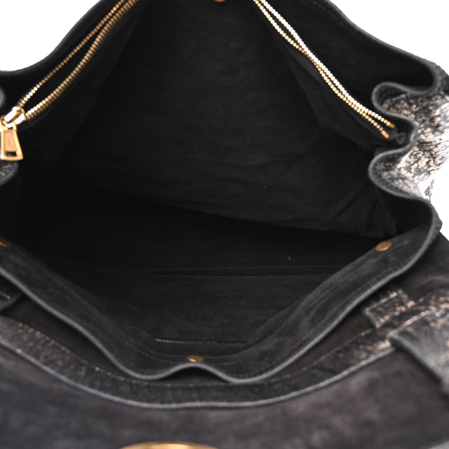 Ostrich Large Muse Two Black Gold