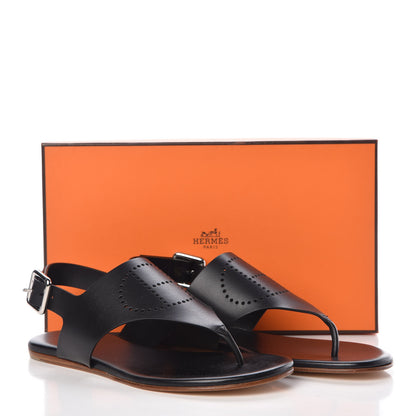 Hermes Calfskin Kola Sandals 37 Black 8 of 8