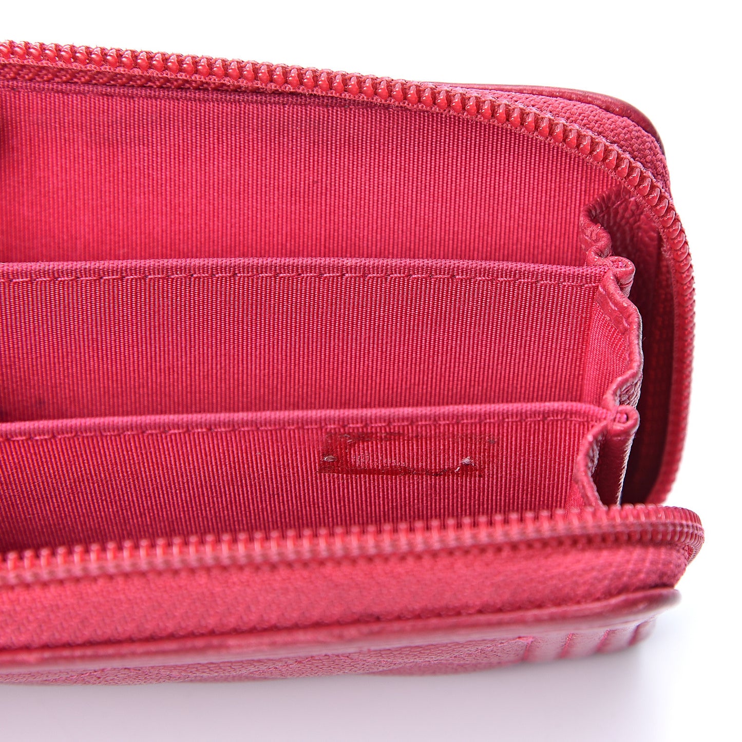 Caviar Quilted Boy Zip Around Coin Purse Wallet Fuchsia